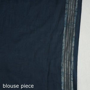 Blue - Akola Hand Block Printed Cotton Saree