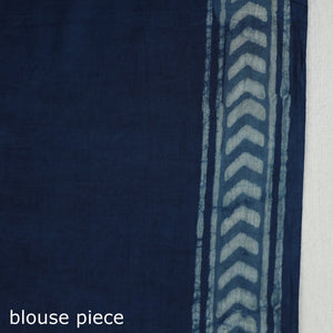 Blue - Akola Hand Block Printed Cotton Saree