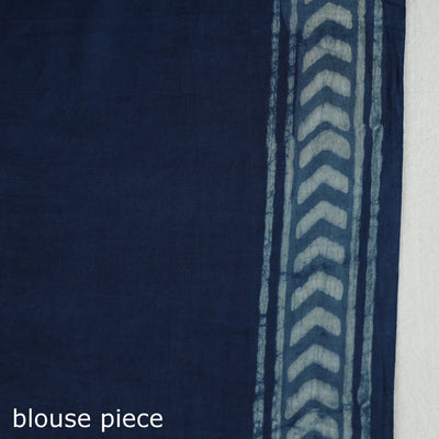 Blue - Akola Hand Block Printed Cotton Saree