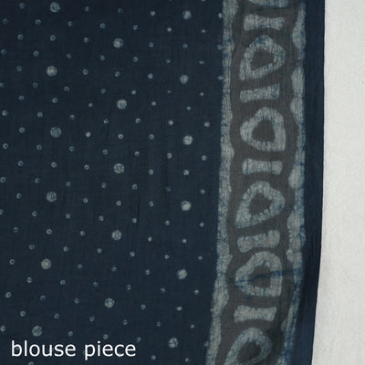 Blue - Akola Hand Block Printed Cotton Saree