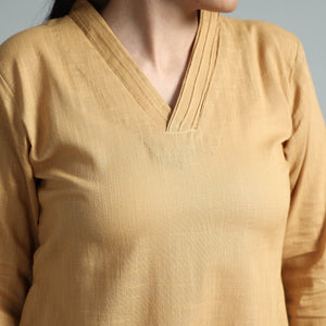 Beige - Plain Flex Cotton Long Straight Kurta 21