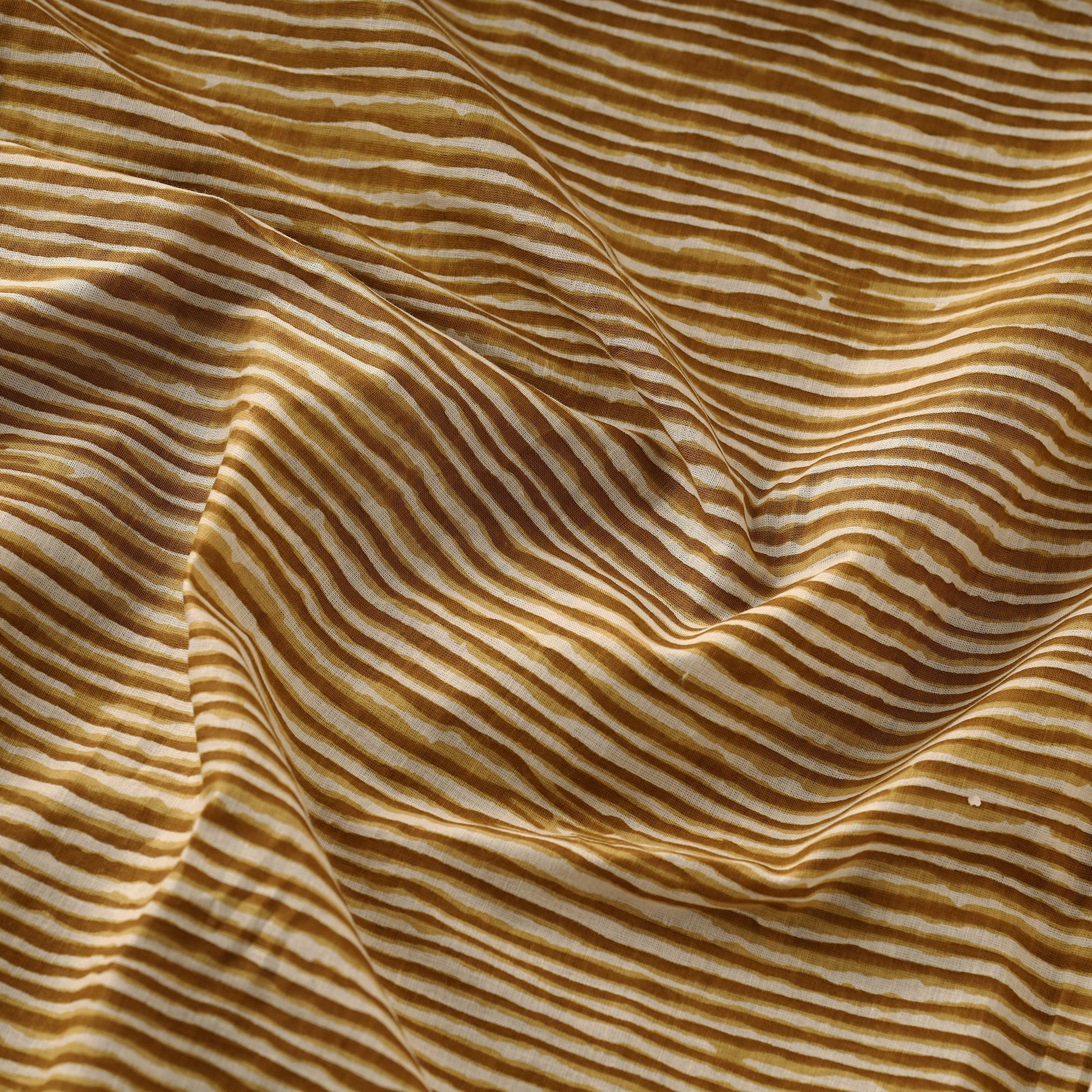 Brown - Lines Pattern Cotton Jaipur Print Fabric