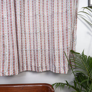 Beige - Sanganeri Block Printed Cotton Window Curtain (5 x 3 Feet) (Single Piece)