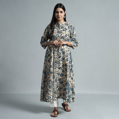 Beige - Kalamkari Printed Cotton Kurta