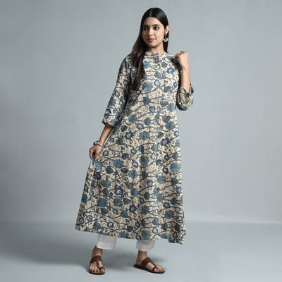 Beige - Kalamkari Printed Cotton Kurta
