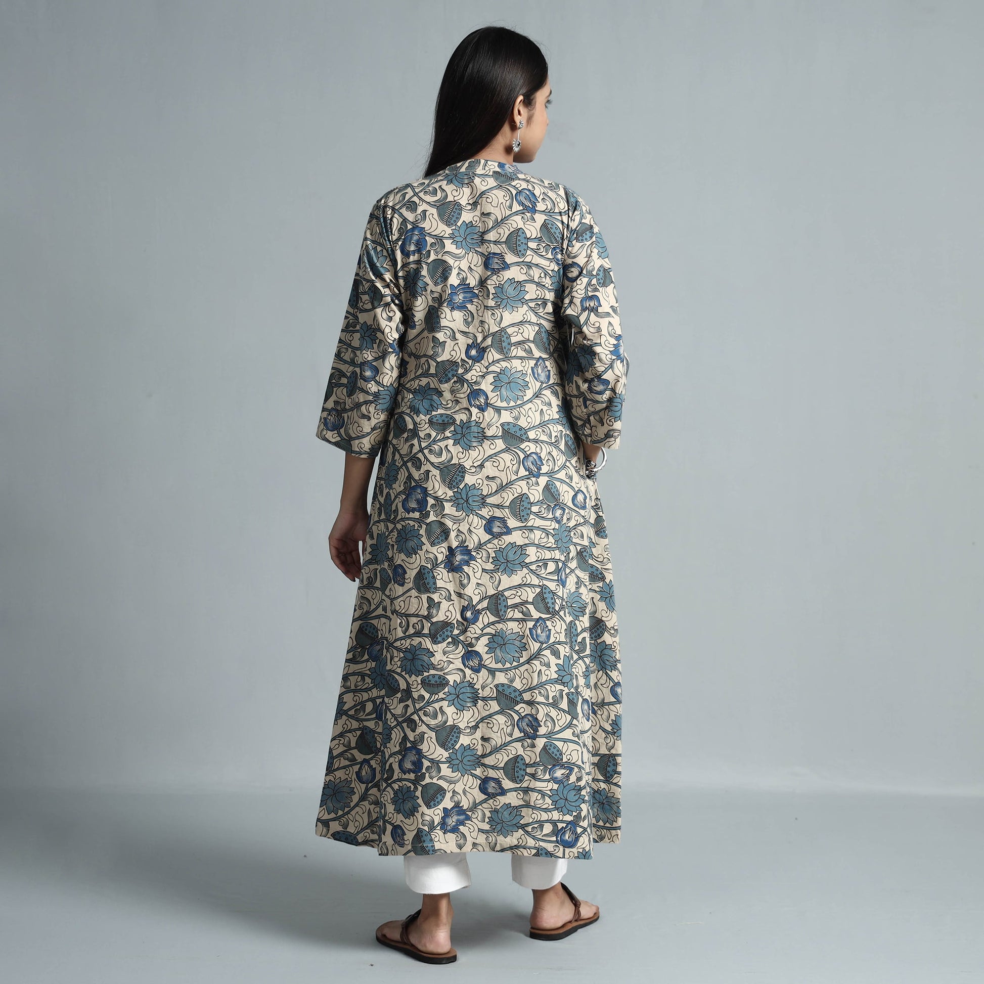 Beige - Kalamkari Printed Cotton Kurta