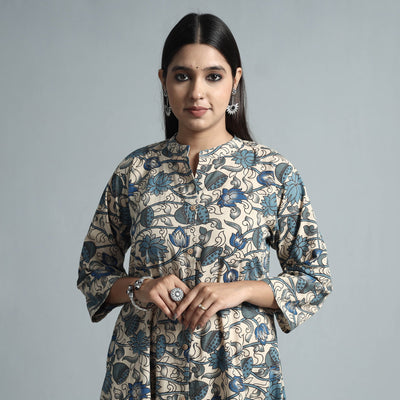 Beige - Kalamkari Printed Cotton Kurta