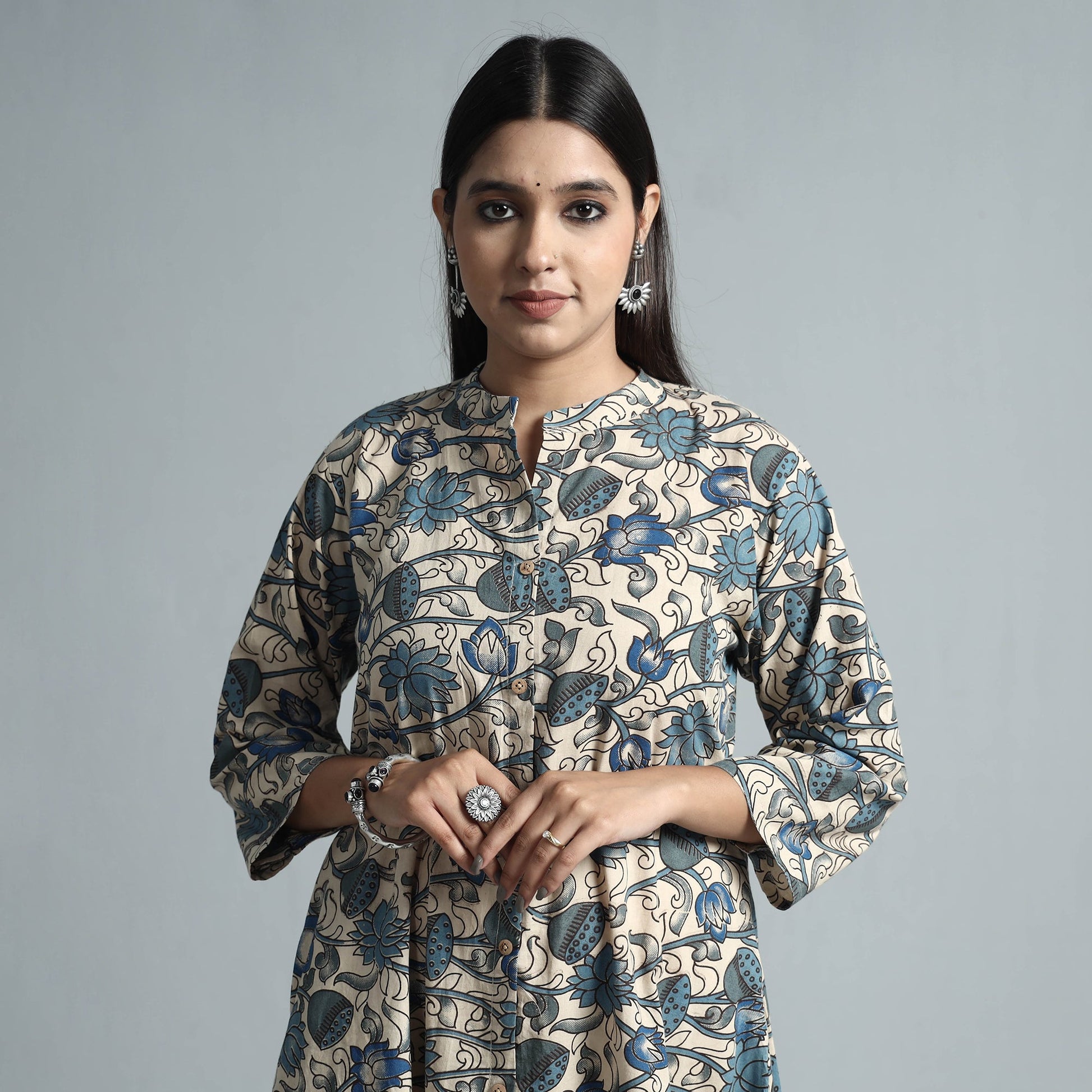 Beige - Kalamkari Printed Cotton Kurta