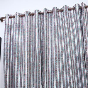 Brown - Sanganeri Block Printed Cotton Window Curtain (5 x 3 Feet) (Single Piece)