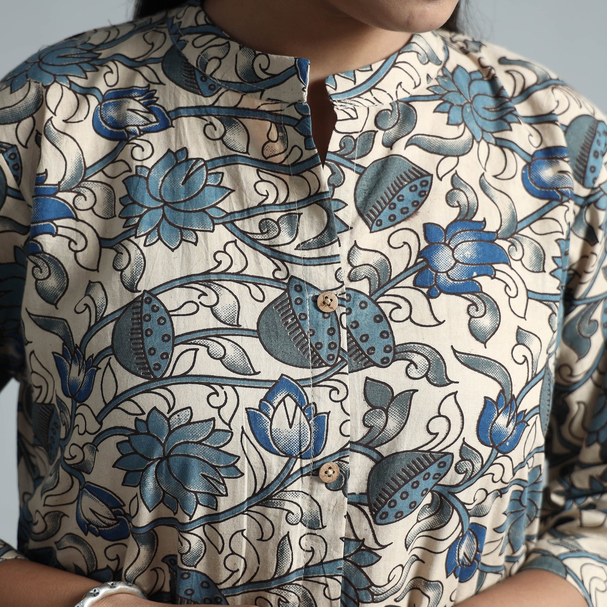Beige - Kalamkari Printed Cotton Kurta
