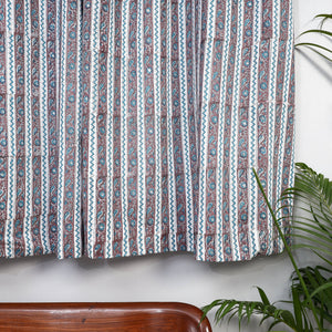 Brown - Sanganeri Block Printed Cotton Window Curtain (5 x 3 Feet) (Single Piece)