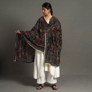 Black - Ranihati Georgette Chapa Work Phulkari Embroidered Dupatta 99