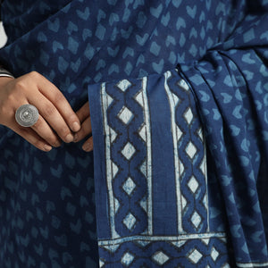 Blue - Akola Hand Block Printed Cotton Saree