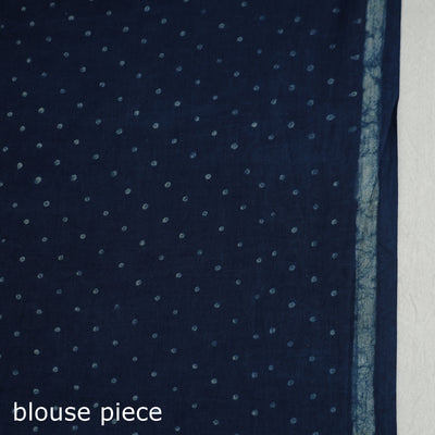 Blue - Akola Hand Block Printed Cotton Saree