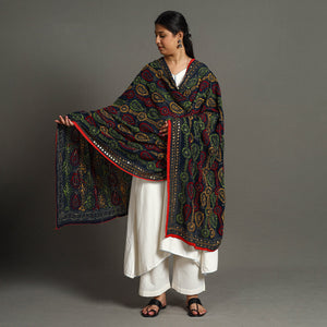 Black - Ranihati Georgette Chapa Work Phulkari Embroidered Dupatta 103