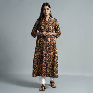 Brown - Kalamkari Printed Cotton Kurta