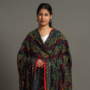 Black - Ranihati Georgette Chapa Work Phulkari Embroidered Dupatta 103