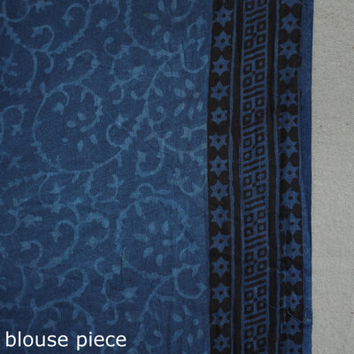 Blue - Indigo Nandana Dabu Block Printed Mul Cotton Saree 27