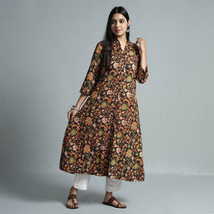 Brown - Kalamkari Printed Cotton Kurta