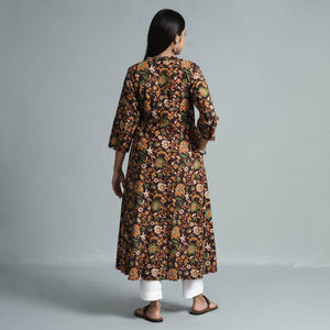 Brown - Kalamkari Printed Cotton Kurta