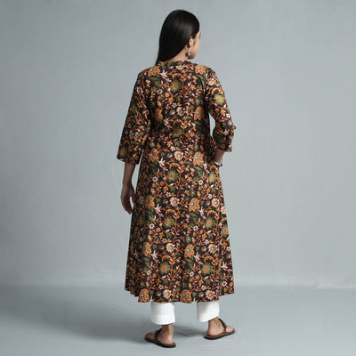 Brown - Kalamkari Printed Cotton Kurta