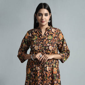 Brown - Kalamkari Printed Cotton Kurta