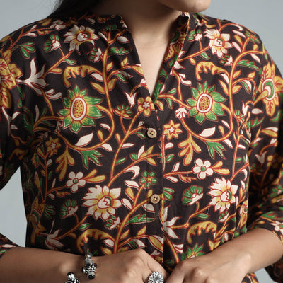 Brown - Kalamkari Printed Cotton Kurta