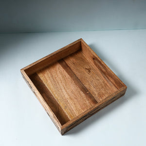 Brown - Handcrafted Mango Wooden Serving Tray (11 x 11 in)