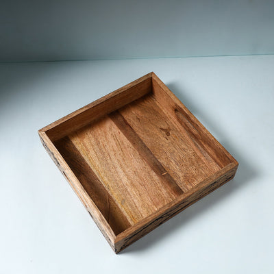 Brown - Handcrafted Mango Wooden Serving Tray (11 x 11 in)