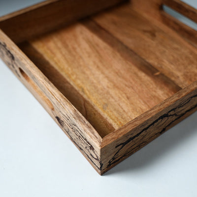 Brown - Handcrafted Mango Wooden Serving Tray (11 x 11 in)