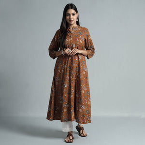 Brown - Kalamkari Printed Cotton Kurta
