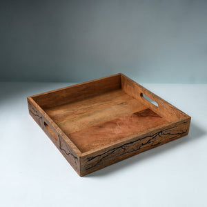 Brown - Handcrafted Mango Wooden Serving Tray (13 x 13 in)