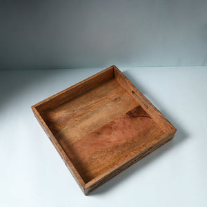 Brown - Handcrafted Mango Wooden Serving Tray (13 x 13 in)