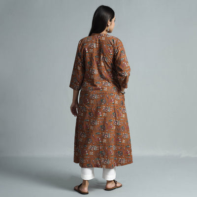 Brown - Kalamkari Printed Cotton Kurta