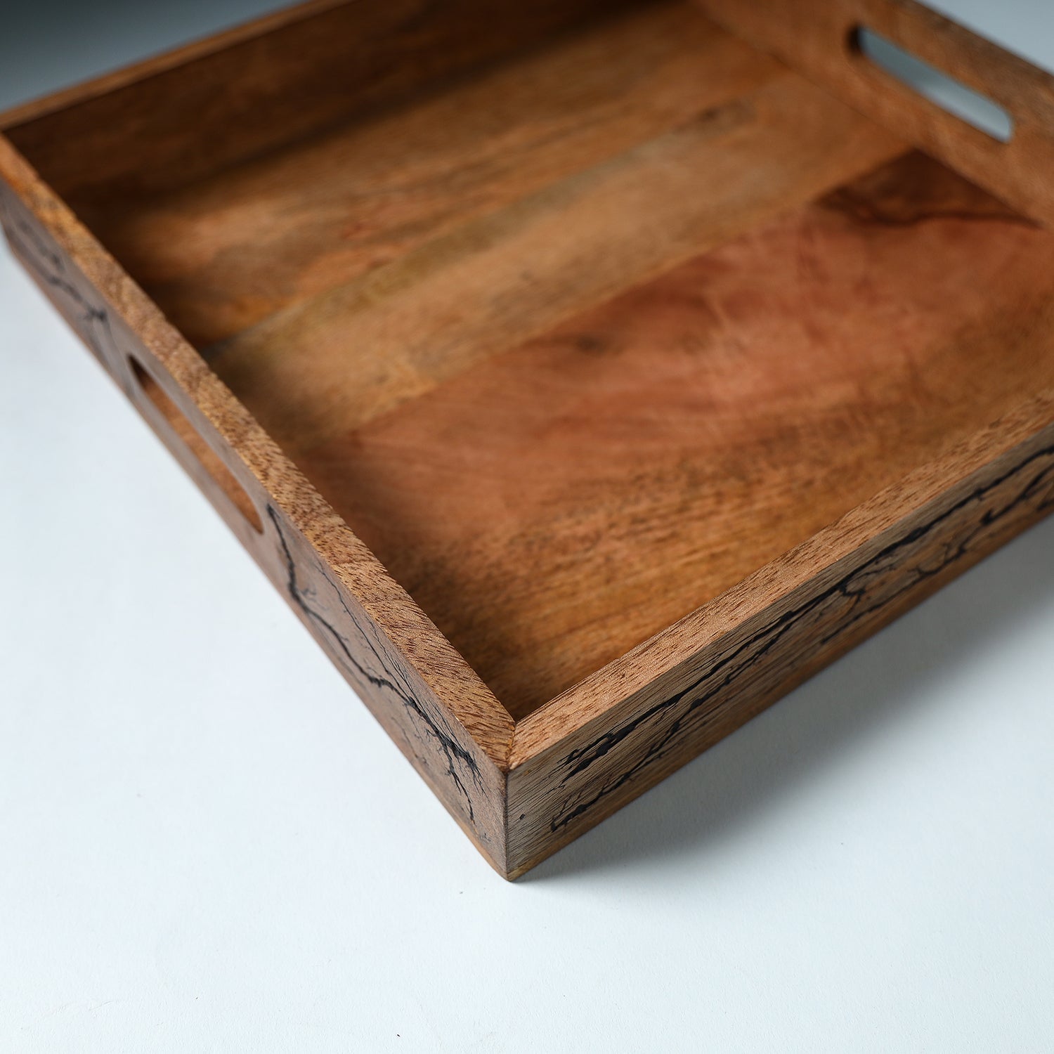 Brown - Handcrafted Mango Wooden Serving Tray (13 x 13 in)