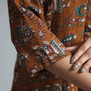 Brown - Kalamkari Printed Cotton Kurta