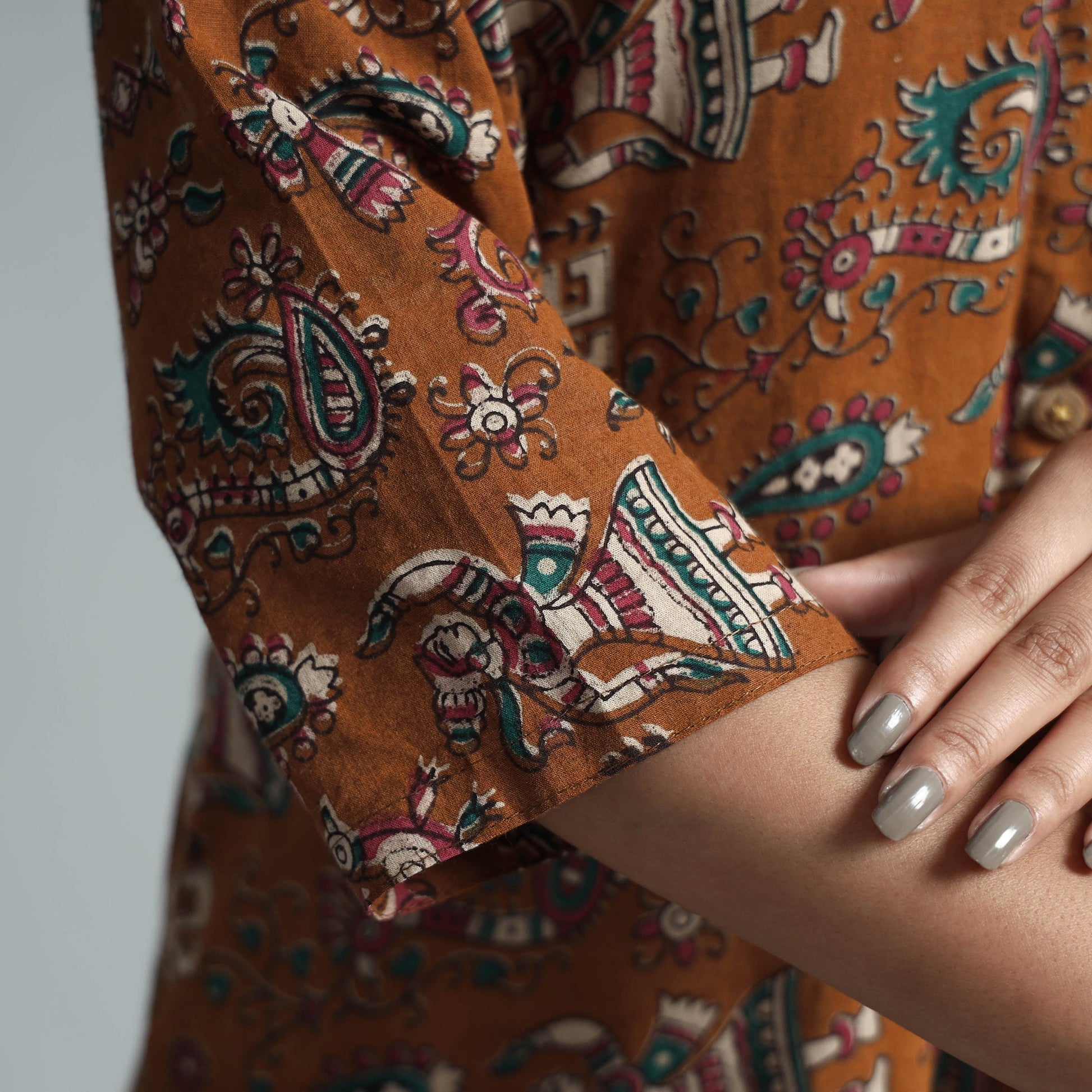 Brown - Kalamkari Printed Cotton Kurta