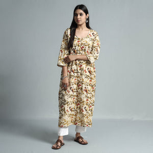 Beige - Kalamkari Printed Cotton Kurta