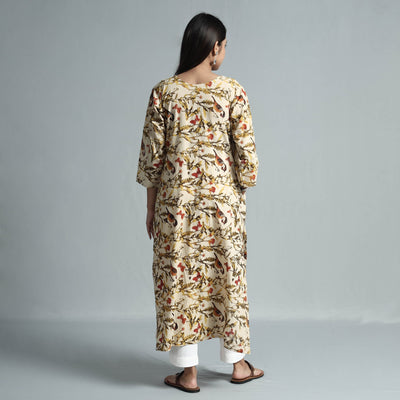 Beige - Kalamkari Printed Cotton Kurta
