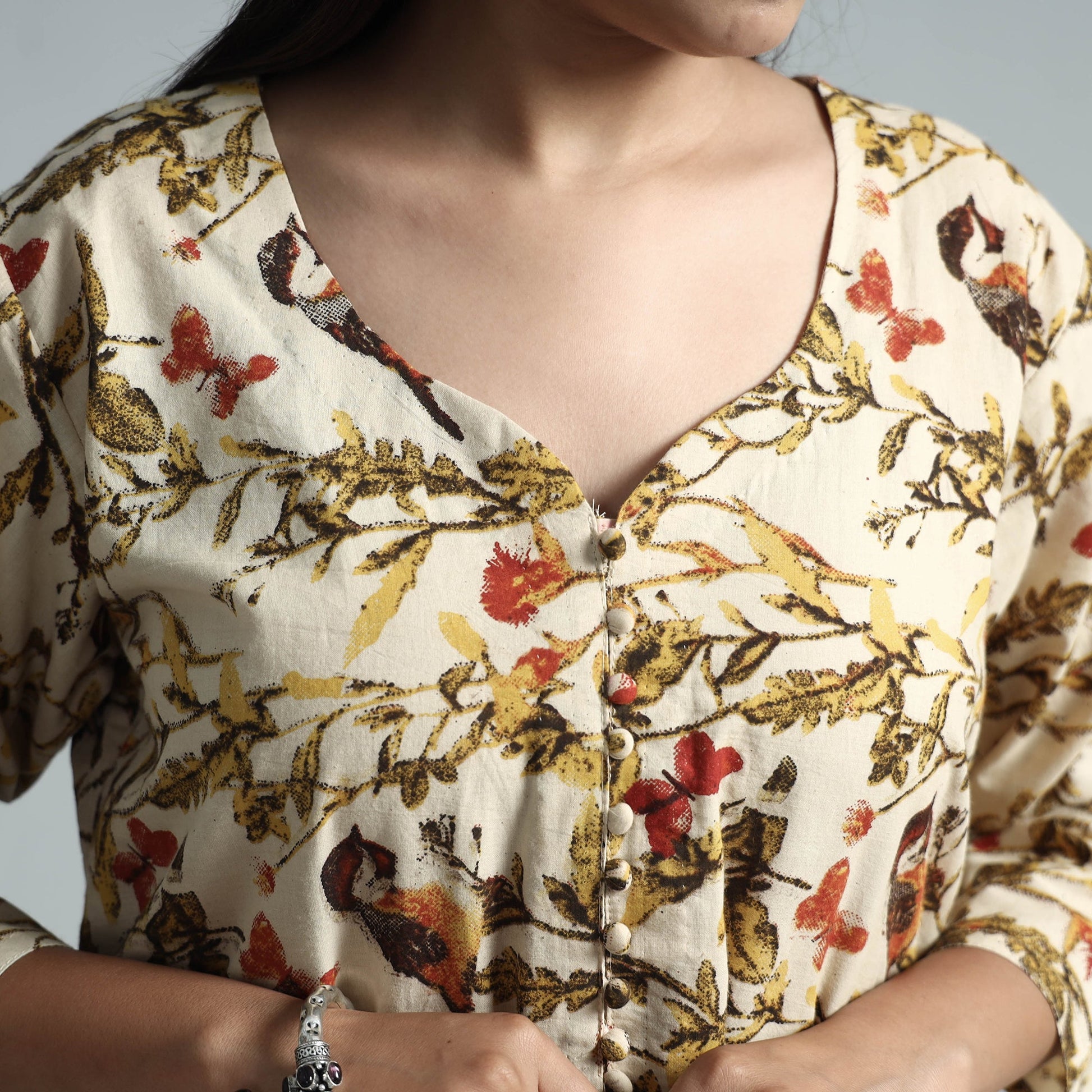 Beige - Kalamkari Printed Cotton Kurta