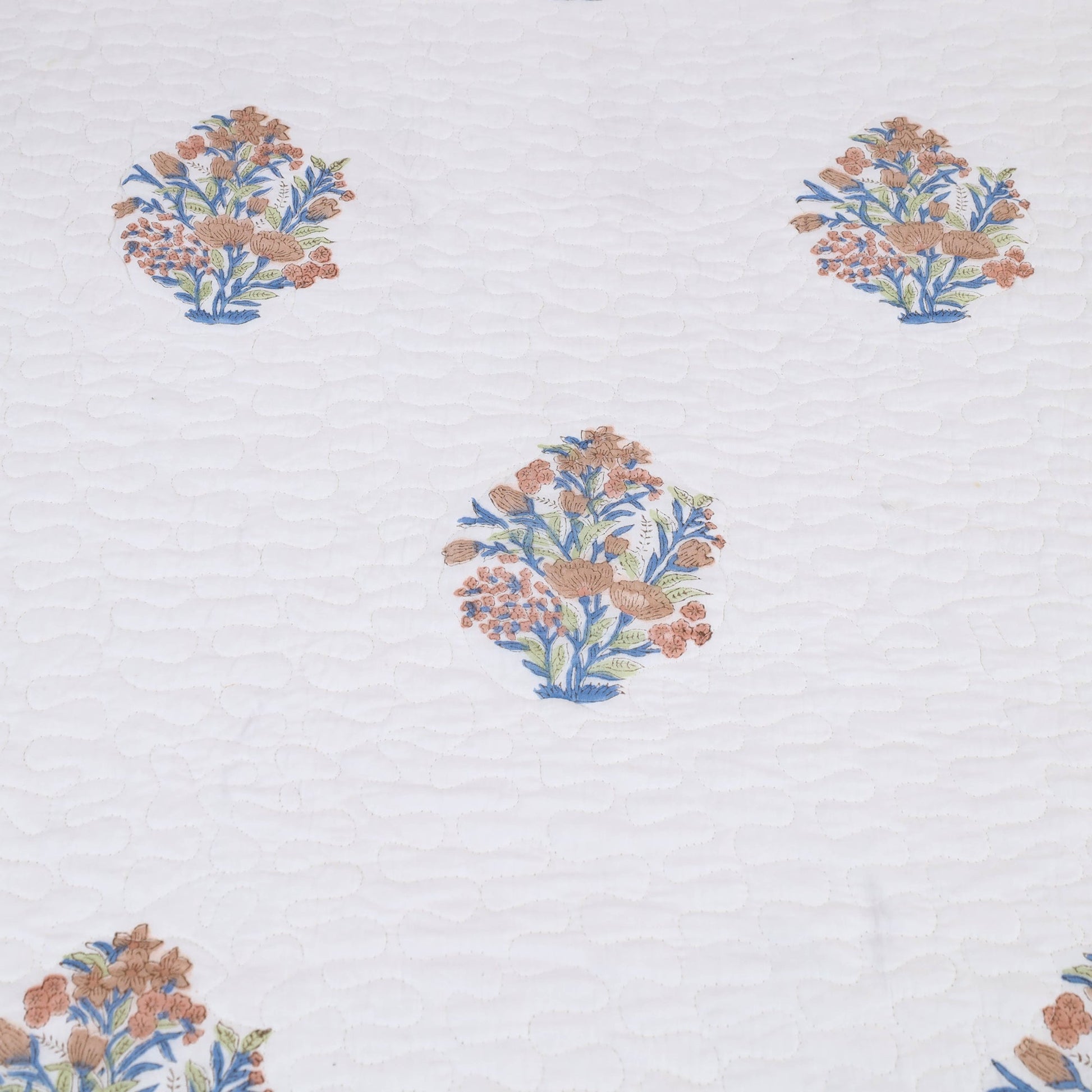 Blue - Double - Reversible Sanganeri Block Print Cotton Quilt Set 04