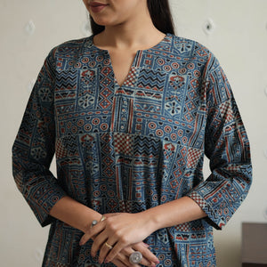 Blue - Block Printed Cotton Ajrakh Co-ord Set 04