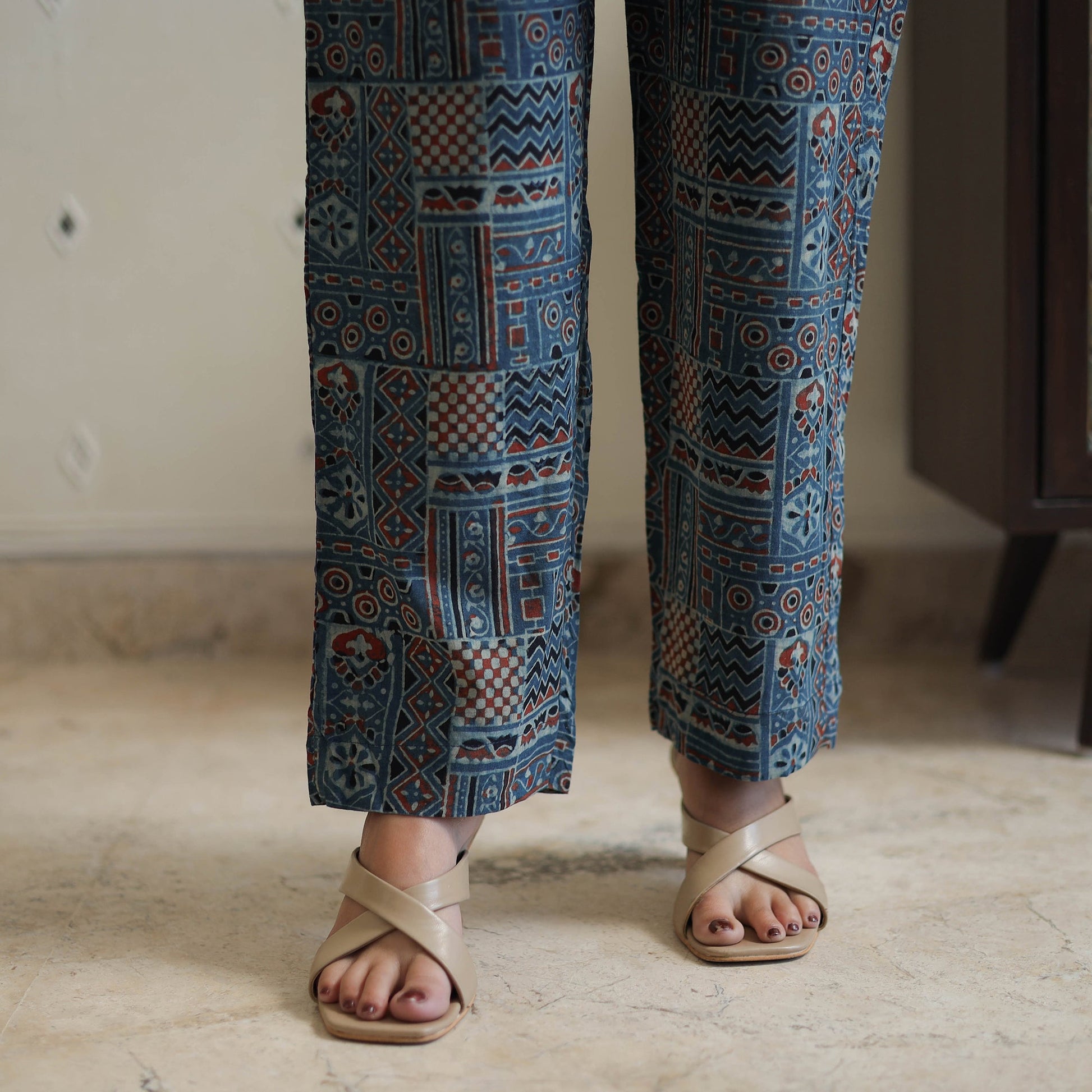Blue - Block Printed Cotton Ajrakh Co-ord Set 04
