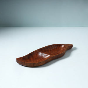 Brown - Handcrafted Sheesham Wooden Dry Fruit Tray (11 x 3 in)
