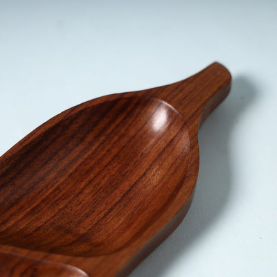 Brown - Handcrafted Sheesham Wooden Dry Fruit Tray (11 x 3 in)