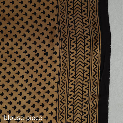 Black - Hand Block Printed Modal Silk Bagh Saree 01
