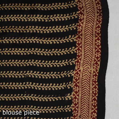 Brown - Hand Block Printed Modal Silk Bagh Saree 03