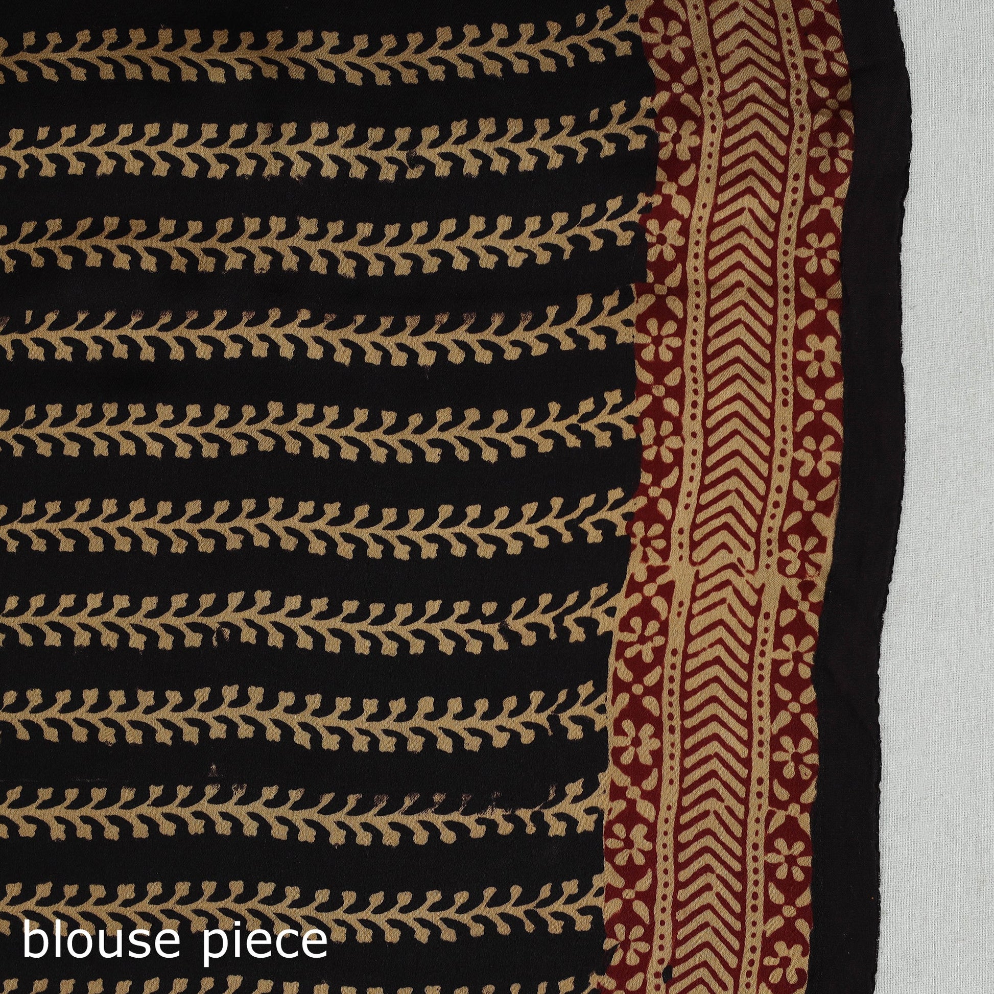Brown - Hand Block Printed Modal Silk Bagh Saree 03