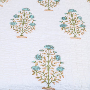 Blue - Double - Reversible Sanganeri Block Print Cotton Quilt Set 10