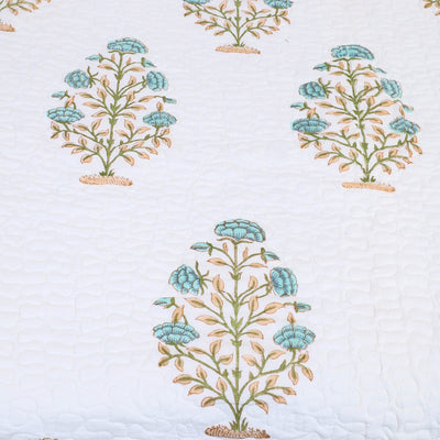 Blue - Double - Reversible Sanganeri Block Print Cotton Quilt Set 10